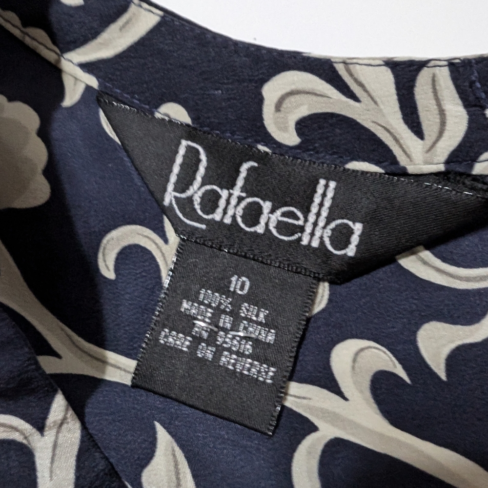 Rafaella 100% Silk Blue and White Sleeveless Sheath Mini Dress - Picture 6 of 6